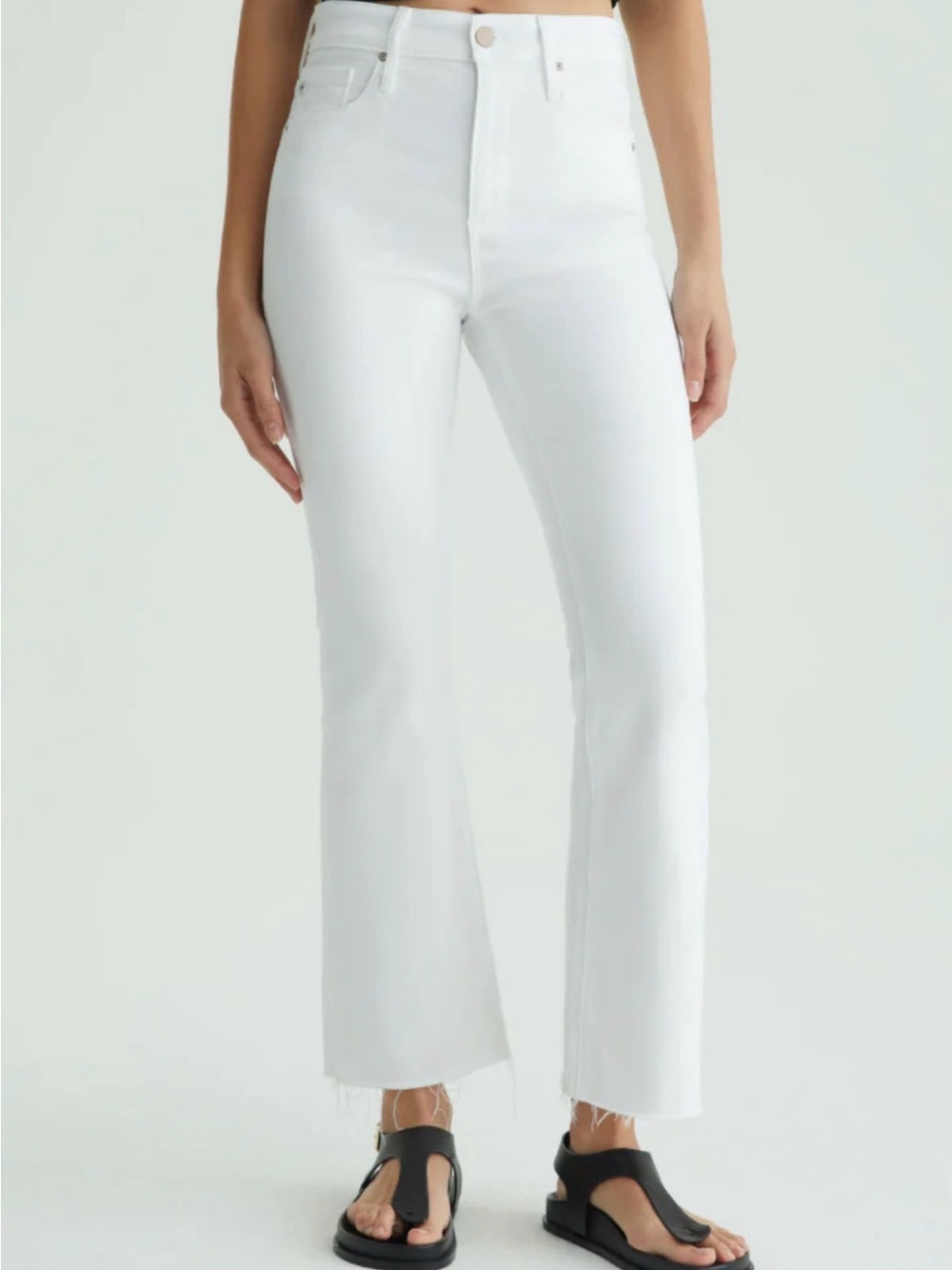 AG Adriano Goldschmied White High-Rise Flare Jeans